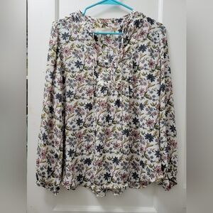 Loft Floral Long Sleeve Top - Large Petite